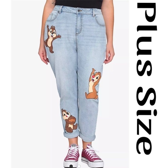 Disney Chip N Dale Plus Size Mom Jeans - Picture 1 of 7